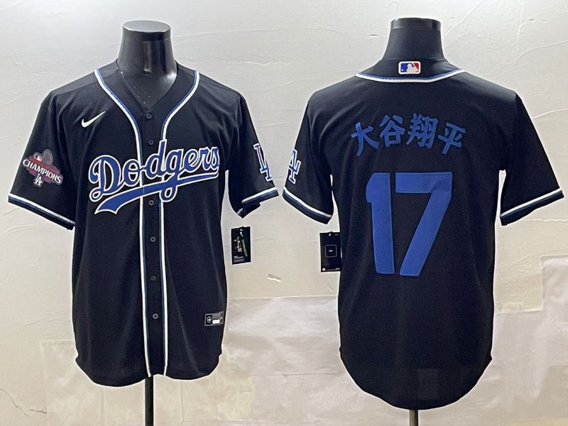 Men Los Angeles Dodgers 17 Ohtani Black blue Three generations Nike 2025 MLB Jersey style 20